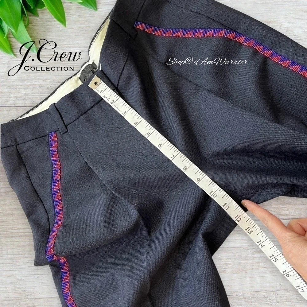 J.Crew Collection NWT beaded side stripe navy tuxedo ankle pant *shop@iamwarrior